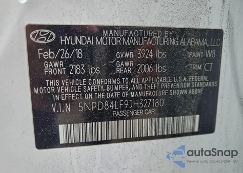 2018 Hyundai Elantra Sel из США, поврежденный, VIN 5NPD84LF9JH327180